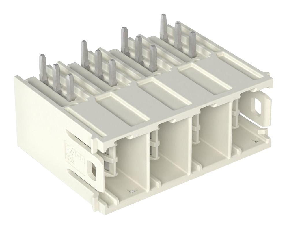 832-3644 TERMINAL BLOCK, HEADER, 4WAY, TH R/A WAGO