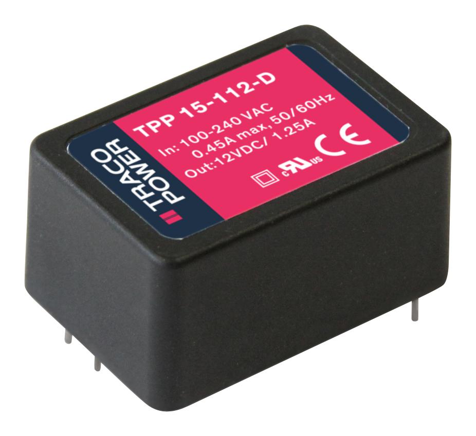 TPP 15-105-D POWER SUPPLY, AC-DC, 5V, 3A TRACO POWER