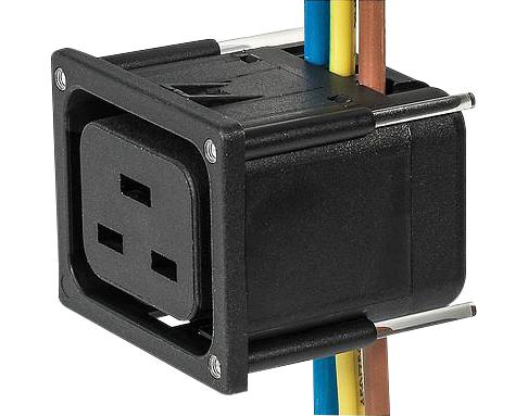 3-110-016 IEC OUTLET CONN, 16A/250V, IDC, PANEL SCHURTER