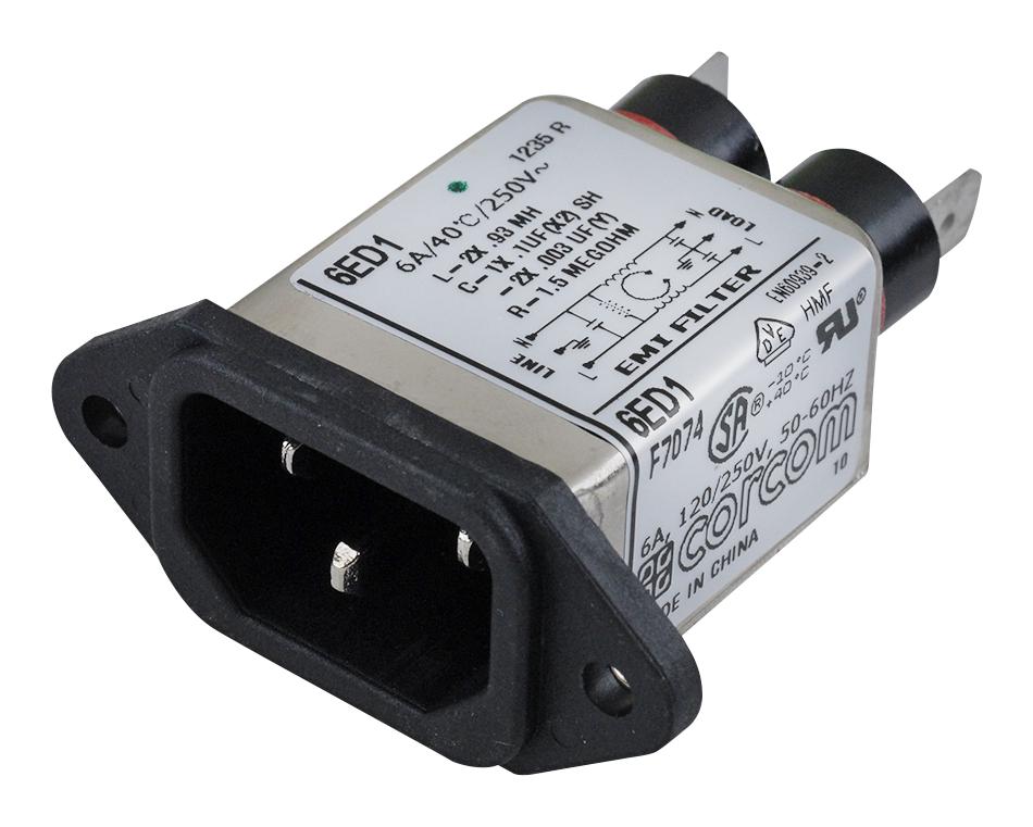 1-6609016-7 IEC FILTER, STANDARD, 10A, 250VAC, QC TE CONNECTIVITY