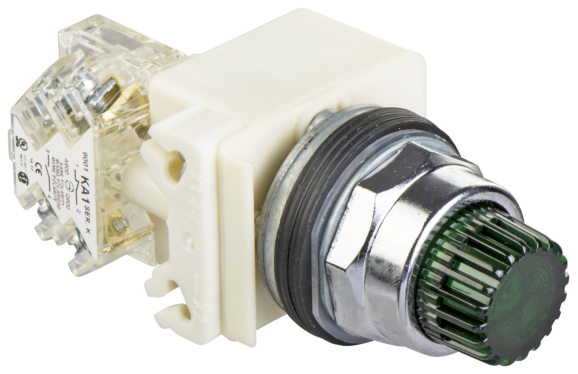 9001K2L35LGGH13 PB SW, ILLUM, SPDT, GREEN, 10A, 600VAC SCHNEIDER ELECTRIC