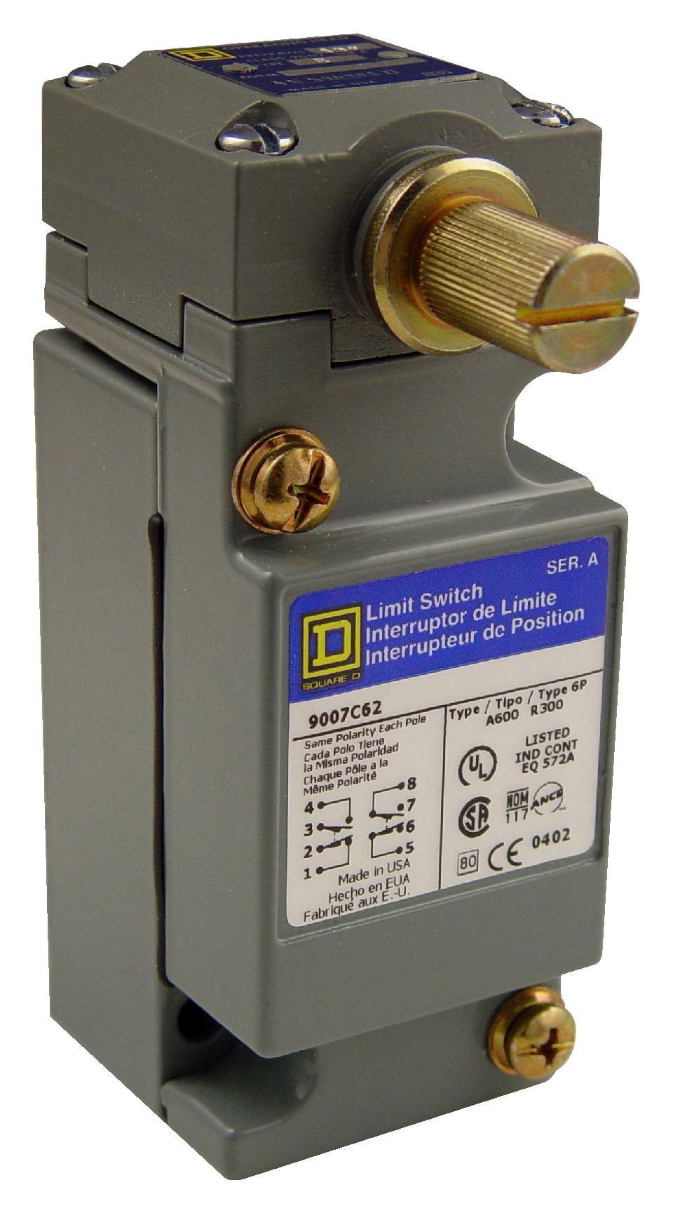 9007C62B2 LIMIT SWITCH, DPDT, SIDE ROTARY SCHNEIDER ELECTRIC