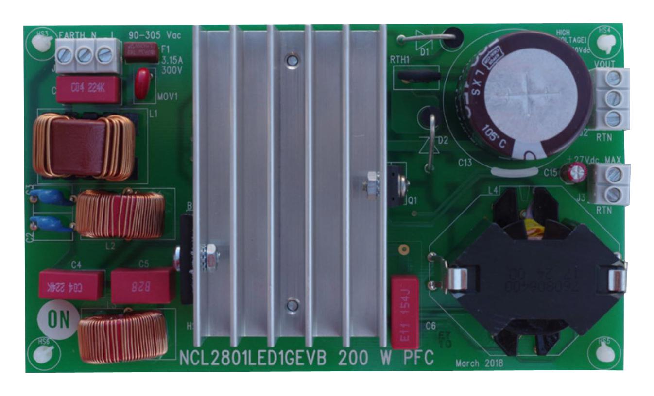 NCL2801LED1GEVB EVAL BOARD, 200W POWER FACTOR CTRL ONSEMI