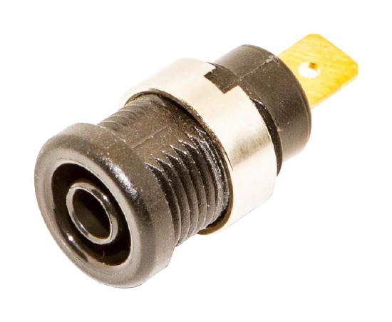 BU-P72913-0. CONN, BANANA, JACK, 36A, QC/SOLDER, BLK MUELLER ELECTRIC