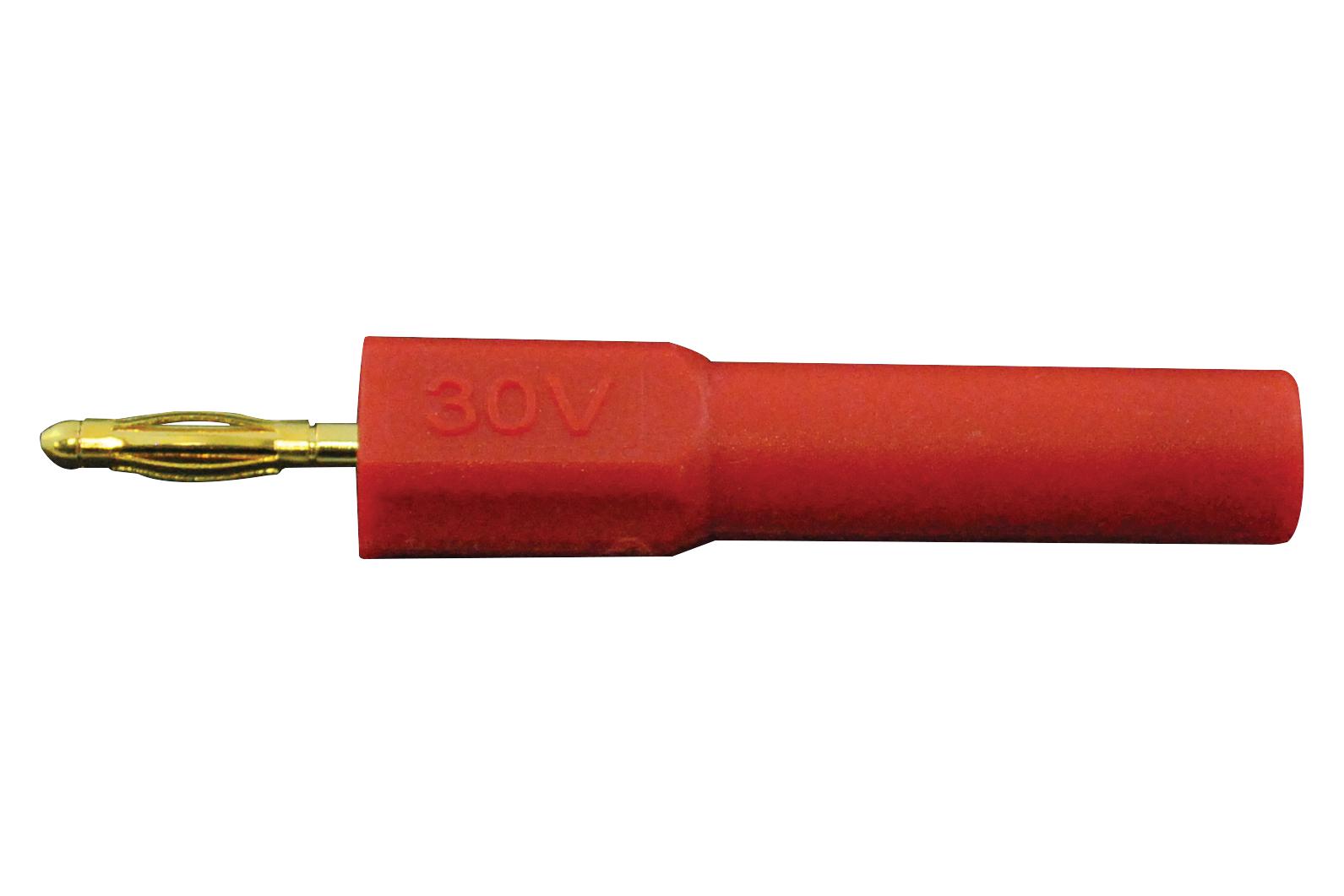 BU-P72914-2. 2MM PIN TO 4MM SOCKET ADAPTER, 45MM, RED MUELLER ELECTRIC
