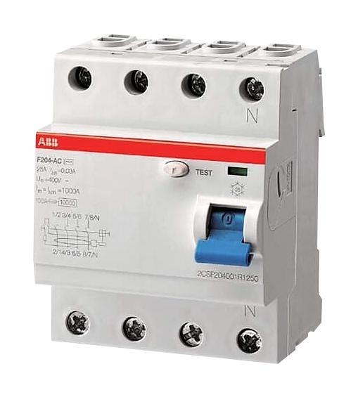 F204AS-40/1 RCCB, 4POLE, 40A, 415VAC ABB