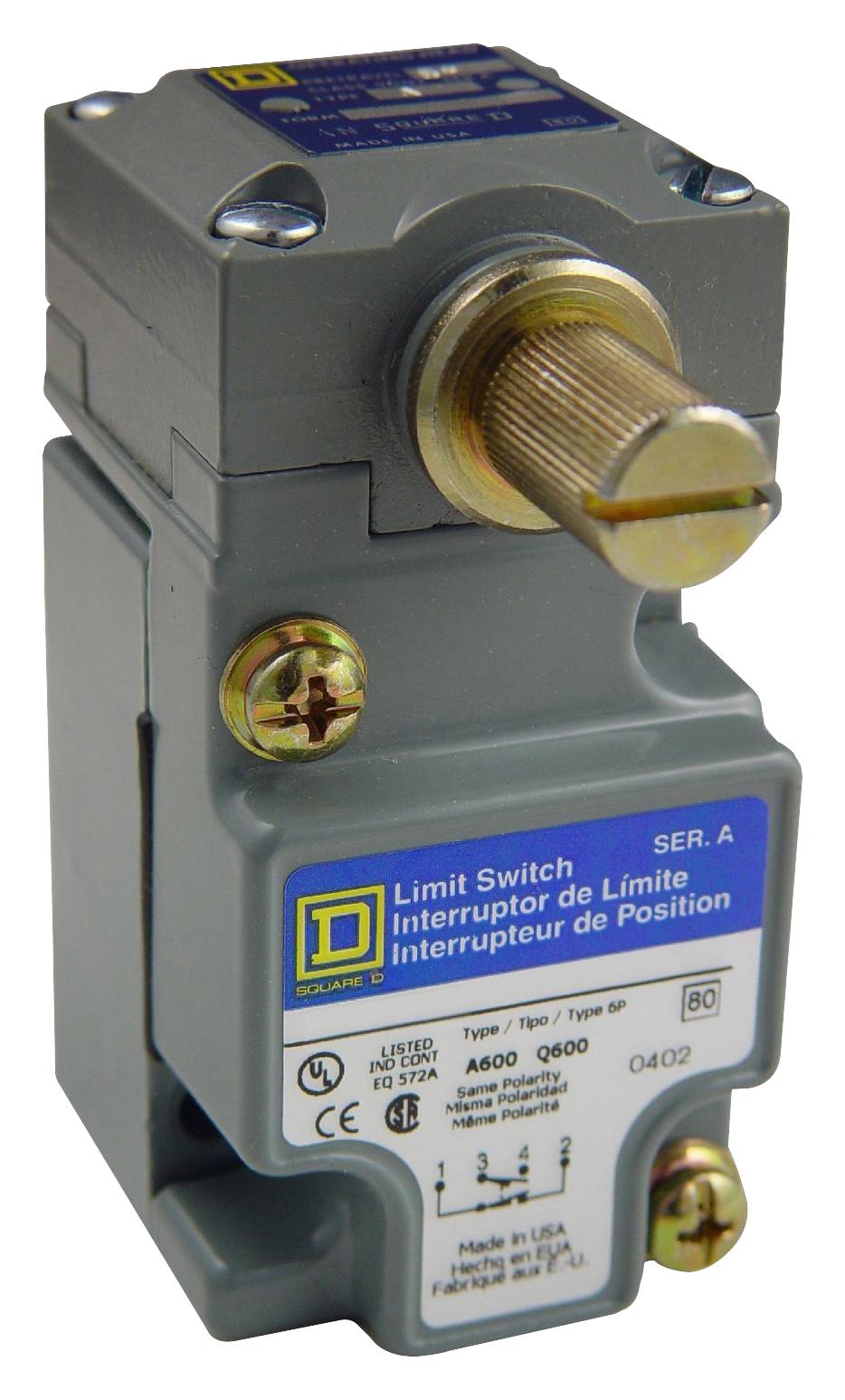 9007C52N2 LIMIT SW, SIDE ROTARY, SPDT-DB, 6A, 120V TELEMECANIQUE SENSORS