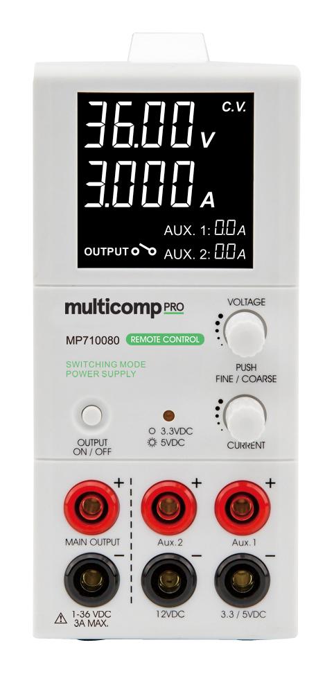MP710080 POWER SUPPLY, BENCH, 3 CH, 36V, 3A, 100W MULTICOMP PRO