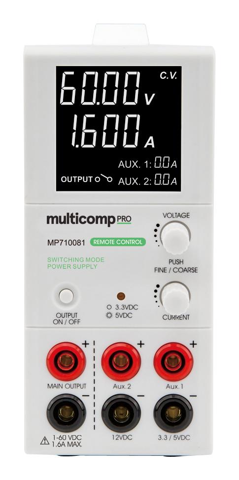 MP710081 POW SUPPLY, BENCH, 3 CH, 60V, 1.6A, 100W MULTICOMP PRO