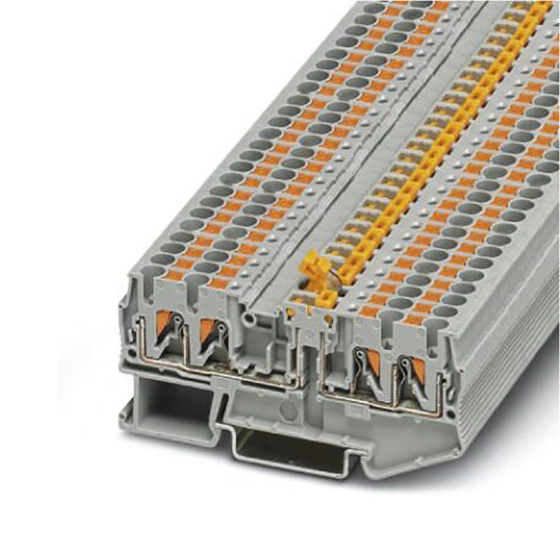 PTC 2,5-QUATTRO-MT DINRAIL TERMINAL BLOCK, 4WAY, 12AWG, GRY PHOENIX CONTACT