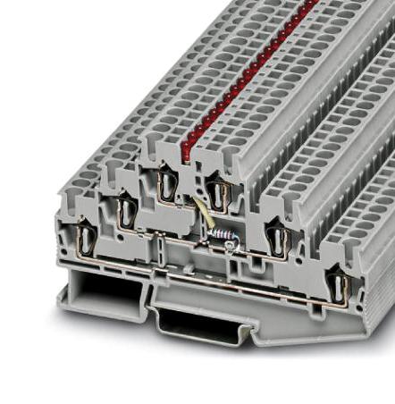ST 2,5-3L-LA 24RD/O-M DINRAIL TERMINAL BLOCK, 6WAY, 12AWG, GRY PHOENIX CONTACT