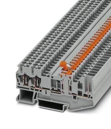 ST 2,5-TWIN-MT/1P DINRAIL TERMINAL BLOCK, 2WAY, 12AWG, GRY PHOENIX CONTACT