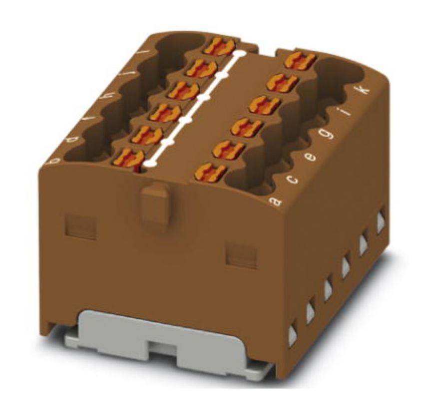 PTFIX 12X1,5-G BN TB, DISTRIBUTION BLOCK, 12P, 14AWG, BRN PHOENIX CONTACT