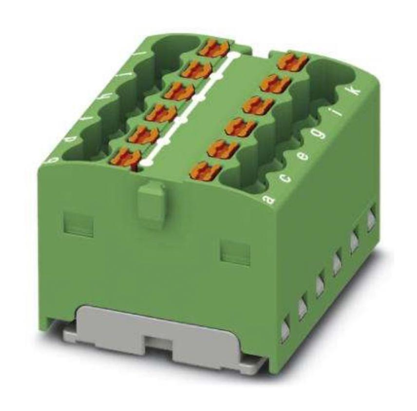 PTFIX 12X1,5-G GN TB, DISTRIBUTION BLOCK, 12P, 14AWG, GRN PHOENIX CONTACT