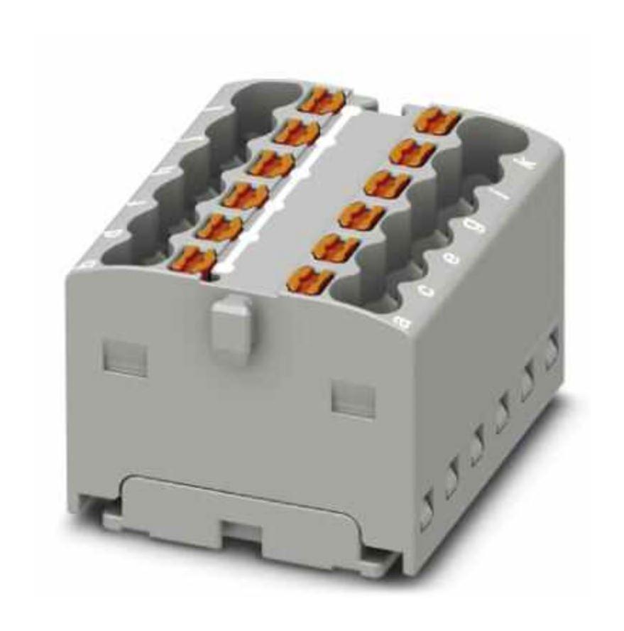 PTFIX 12X1,5-G GY TB, DISTRIBUTION BLOCK, 12P, 14AWG, GREY PHOENIX CONTACT