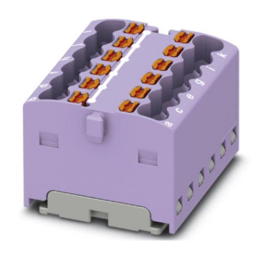 PTFIX 12X1,5-G VT TB, DISTRIBUTION BLOCK, 12P, 14AWG, VIO PHOENIX CONTACT