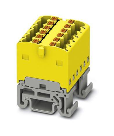 PTFIX 12X1,5-NS15A YE TB, DISTRIBUTION BLOCK, 12P, 14AWG, YEL PHOENIX CONTACT