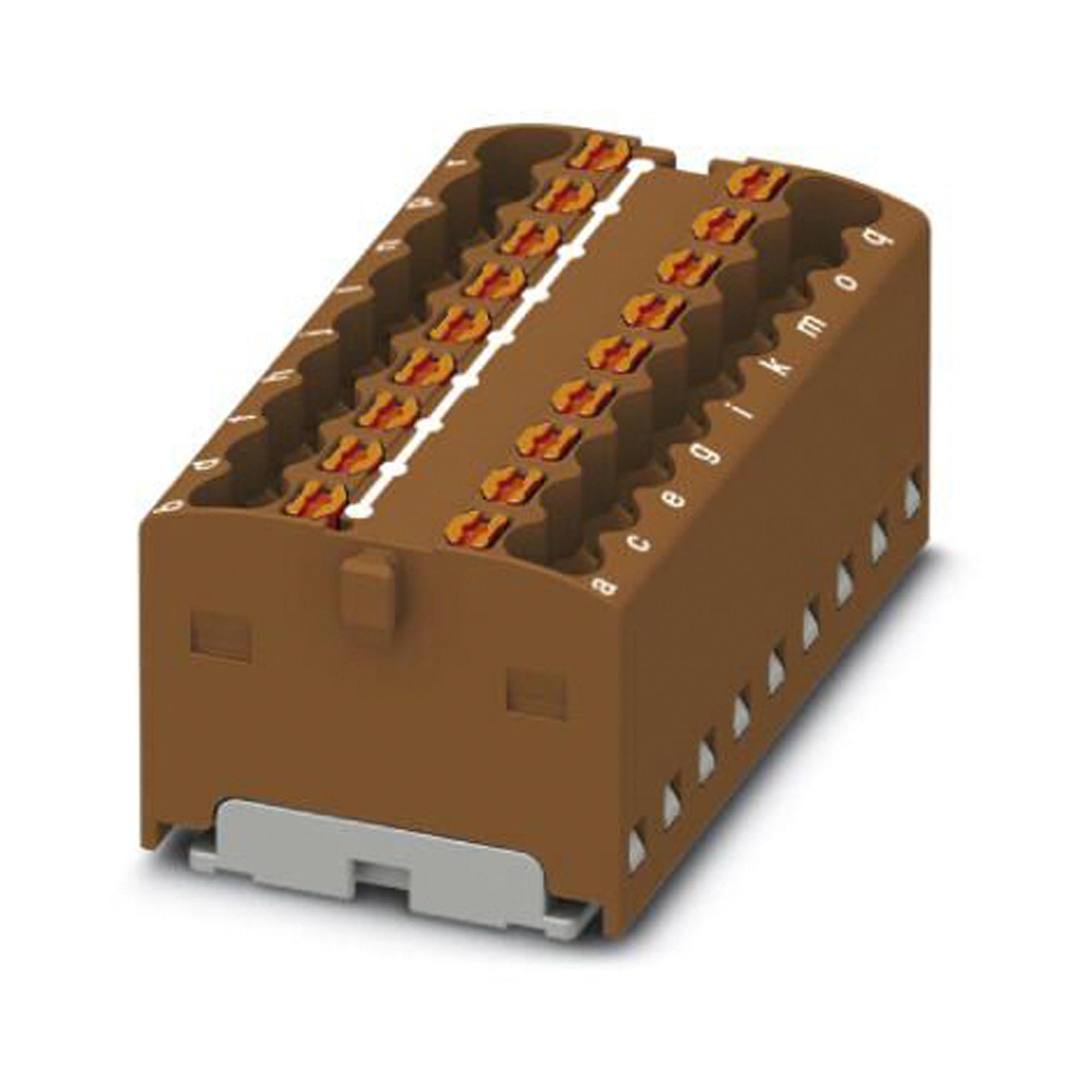 PTFIX 18X1,5-G BN TB, DISTRIBUTION BLOCK, 18P, 14AWG, BRN PHOENIX CONTACT