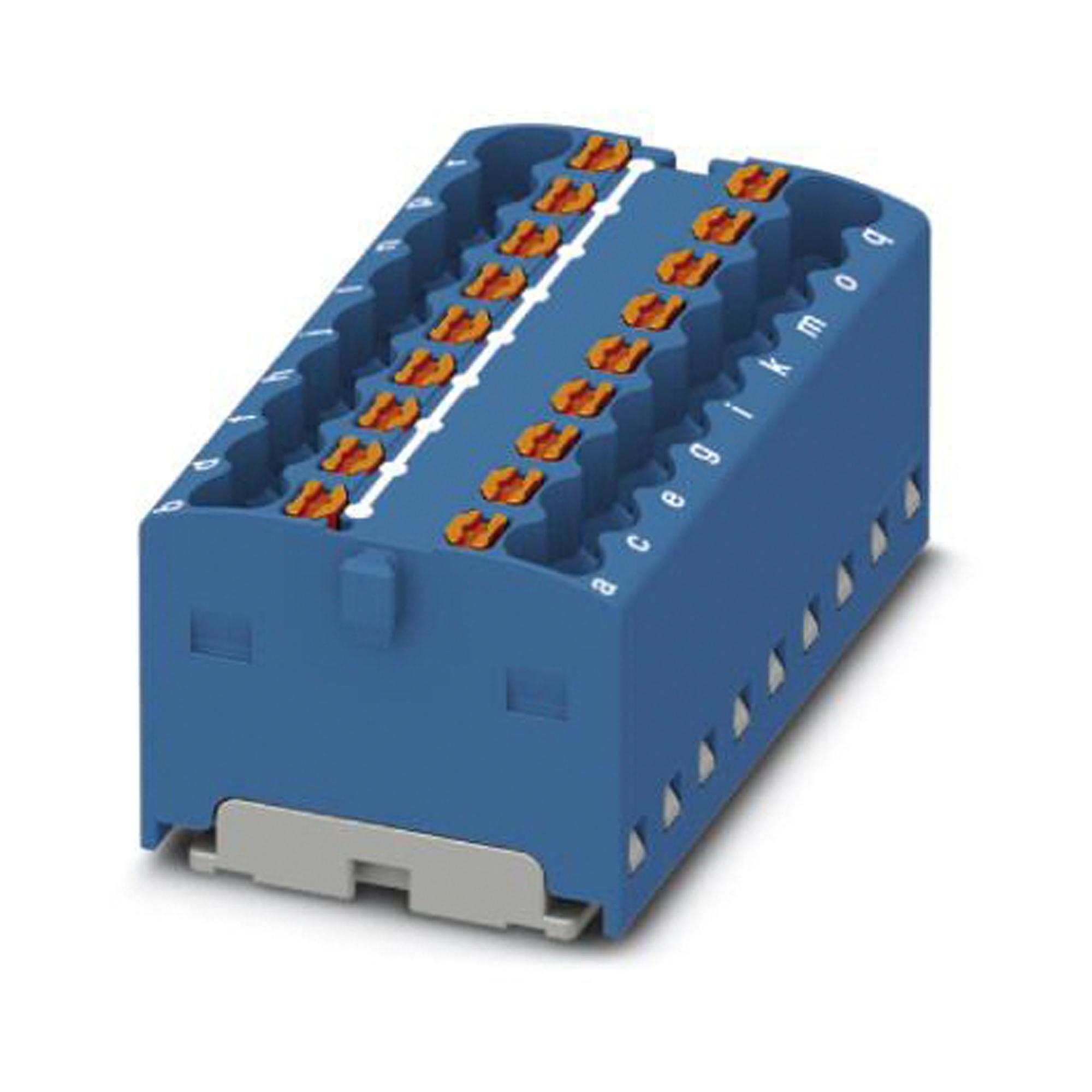 PTFIX 18X1,5 BU TB, DISTRIBUTION BLOCK, 18P, 14AWG, BLUE PHOENIX CONTACT