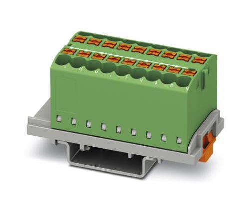 PTFIX 18X2,5-NS35 GN TB, DISTRIBUTION BLOCK, 18P, 12AWG, GRN PHOENIX CONTACT
