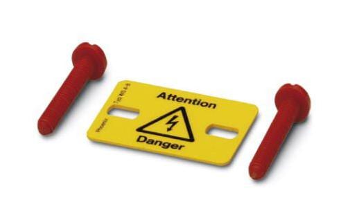 WS 4- 8 WARNING PLATE, ATT DANGER, 8MM, YEL, TB PHOENIX CONTACT