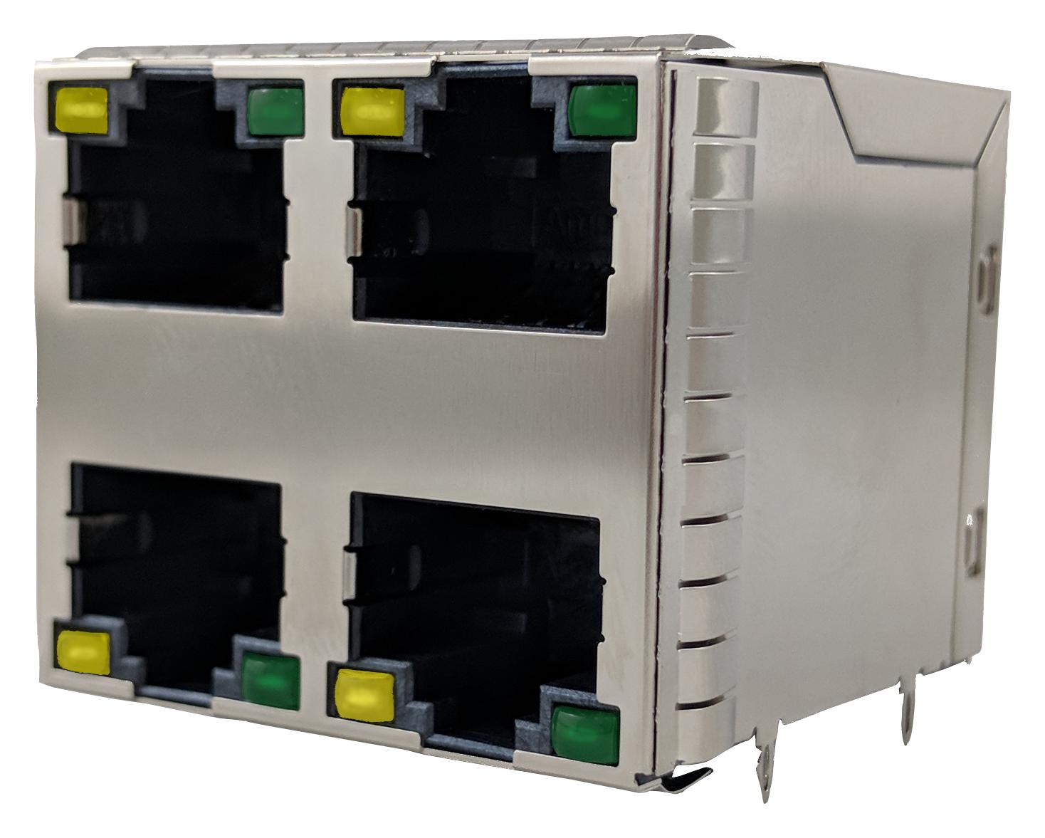 RJSGE4887411 RJ45 CONNECTOR, JACK, 8P8C, 4PORT, TH AMPHENOL ICC
