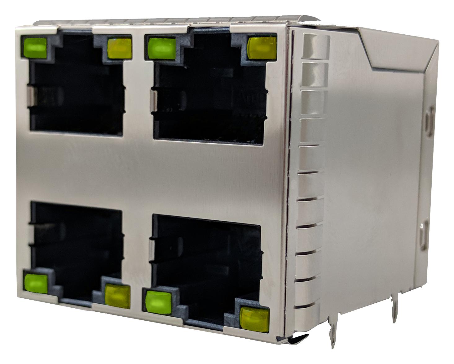 RJSGE4886441 RJ45 CONNECTOR, JACK, 8P8C, 4PORT, TH AMPHENOL ICC