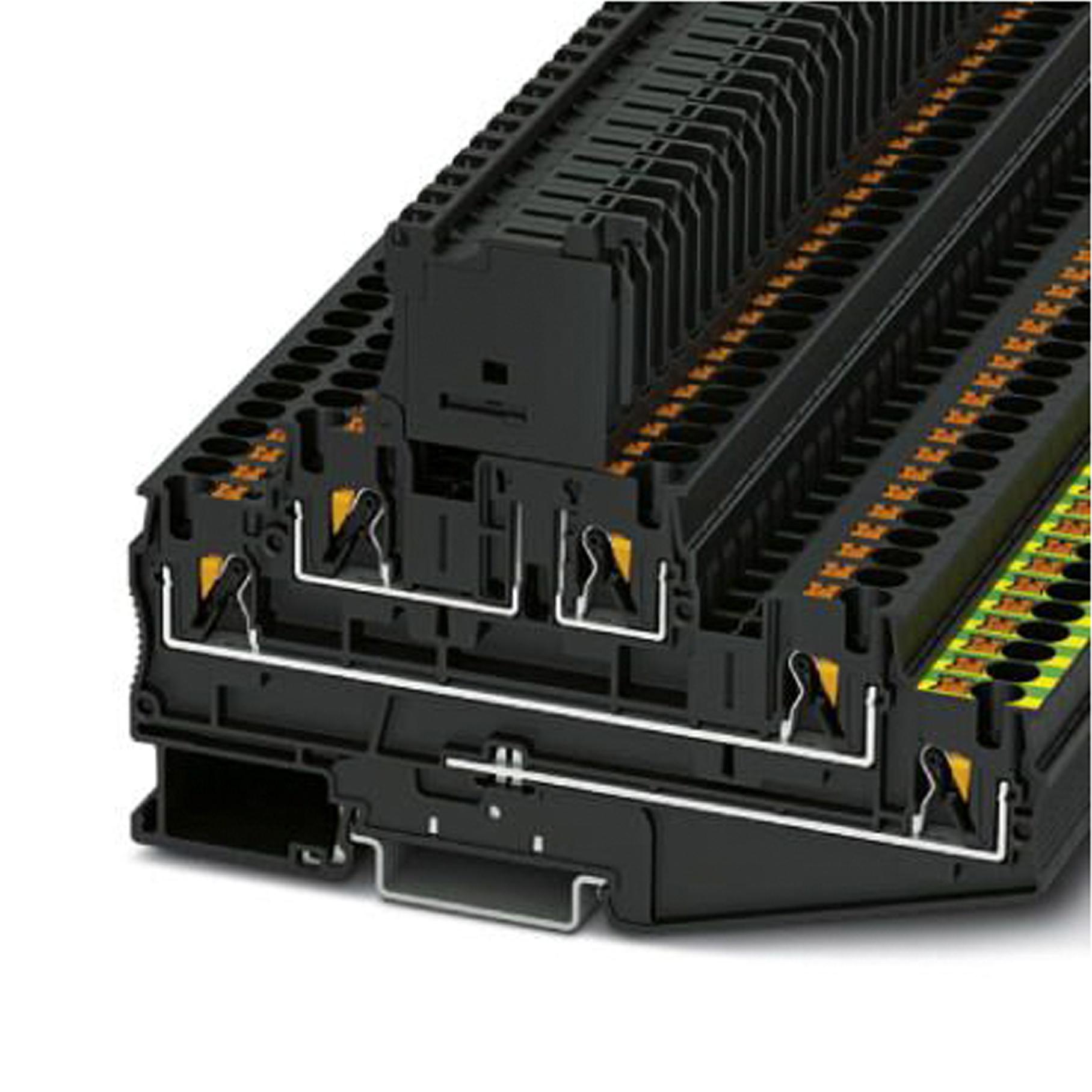 PT 4-PE/L/HESILED 24 (5X20) FUSE MODULAR TB, 5WAY, 10AWG, BLACK PHOENIX CONTACT