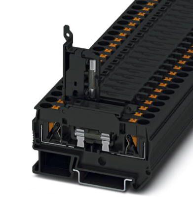 PTC 4-HESI (5X20) FUSE MODULAR TB, 2WAY, 10AWG, BLACK PHOENIX CONTACT