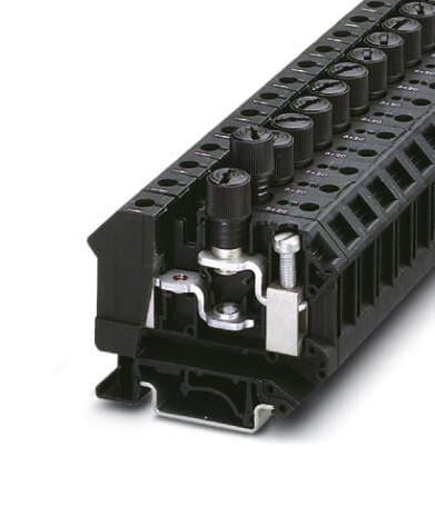 UK 10-DREHSI-EX (6,3X32) FUSE MODULAR TB, 2WAY, 6AWG, BLACK PHOENIX CONTACT
