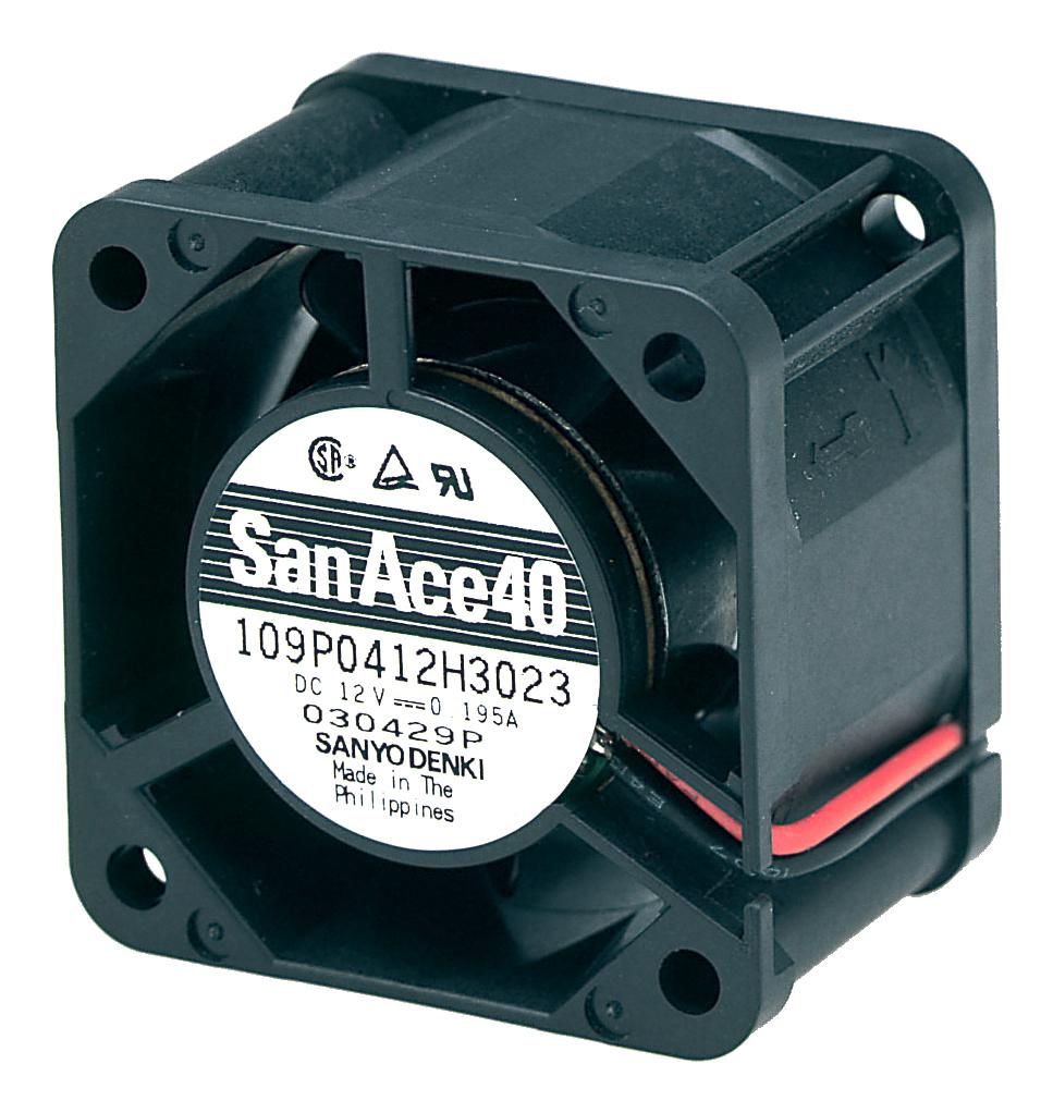 109P0412P3H013 AXIAL FAN, 40MM, 0.32M3/MIN, 37DBA, 12V SANYO DENKI