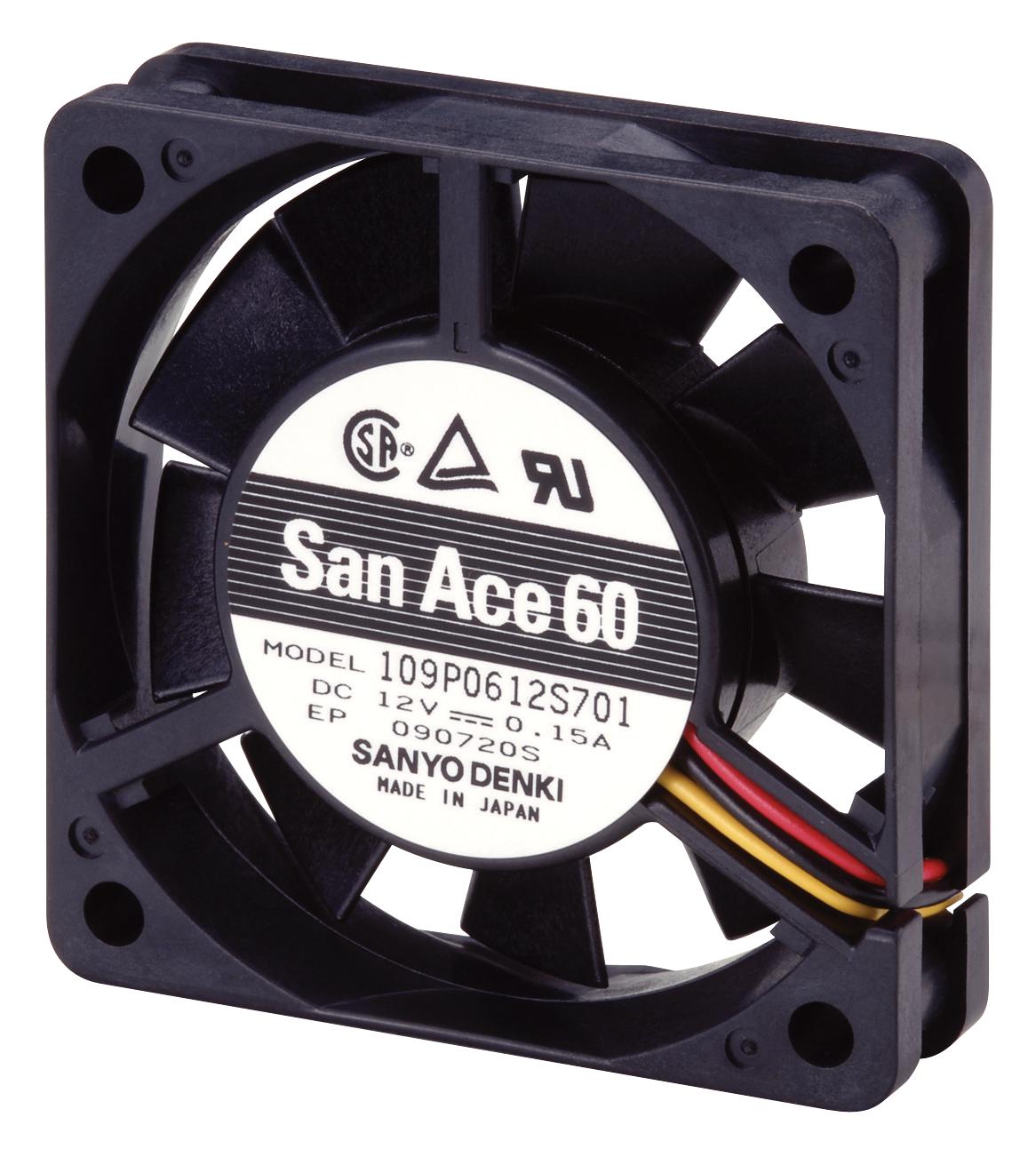 109P0605M701 AXIAL FAN, 60MM, 0.3M3/MIN, 25DBA, 5V SANYO DENKI