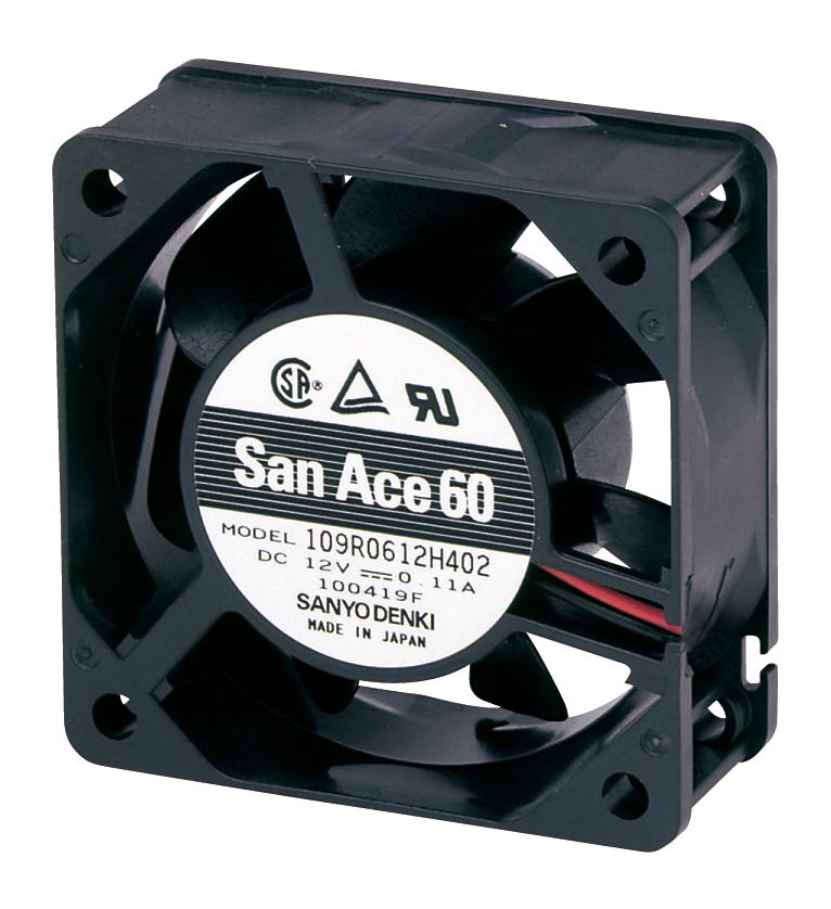 109R0612H401 AXIAL FAN, 60MM, 0.53M3/MIN, 28DBA, 12V SANYO DENKI