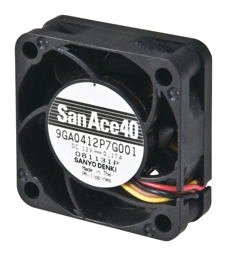 9GA0412G7002 AXIAL FAN, 40MM, 0.36M3/MIN, 42DBA, 12V SANYO DENKI