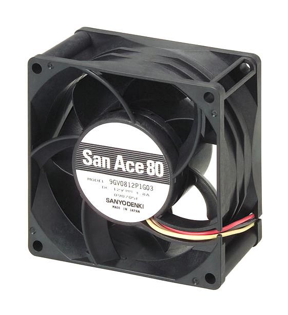 9GV0824P1G031 AXIAL FAN, 80MM, 3.9M3/MIN, 65DBA, 24V SANYO DENKI