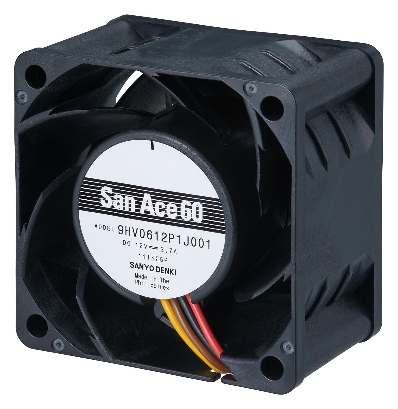 9HV0612P1J0011 AXIAL FAN, 60MM, 1.88M3/MIN, 68DBA, 12V SANYO DENKI