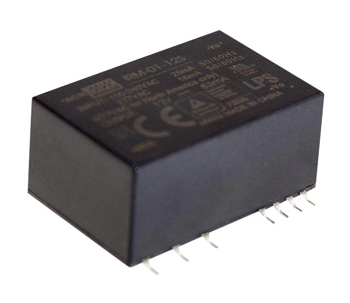 IRM-01-12S POWER SUPPLY, AC-DC, 12V, 0.083A MEAN WELL
