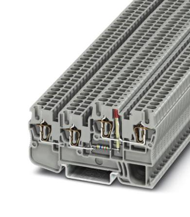 STIO 2,5/3-2B/L-LA24RD/O-M DIN RAIL TB, CLAMP, 4POS, 28-12AWG PHOENIX CONTACT