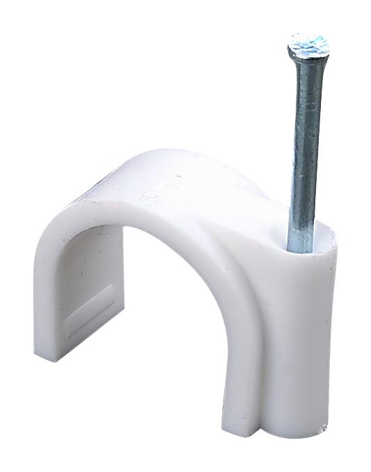 PELB0172 ROUND CABLE CLIP, PE, 6MM, WHITE, PK100 PRO ELEC