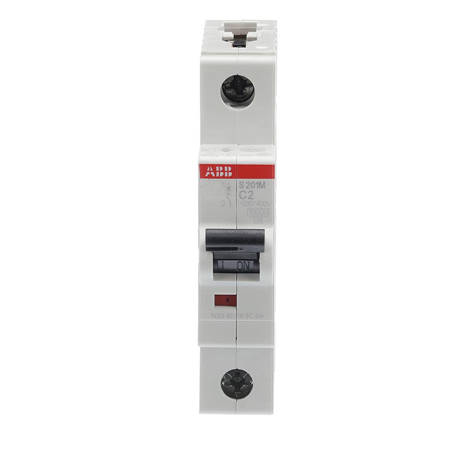 S201MC2 MCB, 1 POLE, 2A, 10KA, C CURVE ABB