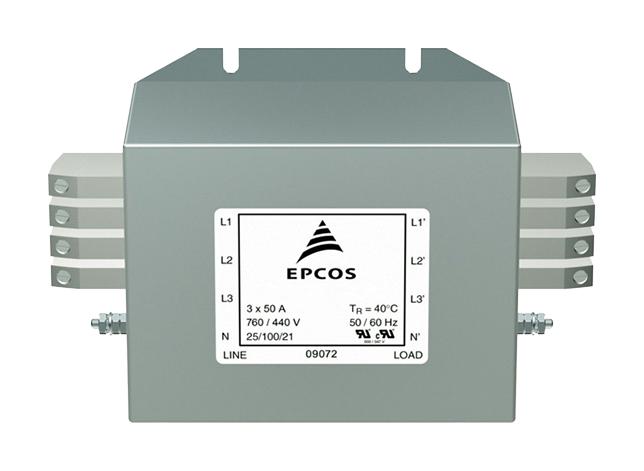 B84143A0036R021 POWER LINE FILTER, 3 PHASE, 760VAC, 36A EPCOS