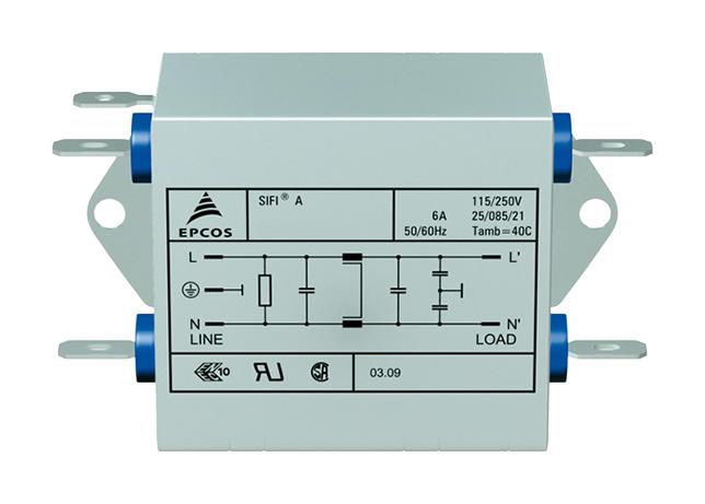 B84114D0000B010 POWER LINE FILTER, 1 PHASE, 250V, 1A EPCOS