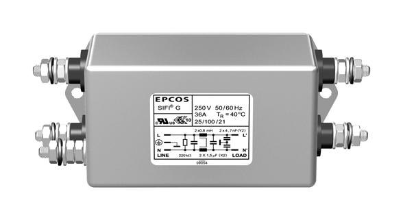B84112G0000M125 POWER LINE FILTER, MEDICAL, 250V, 25A EPCOS