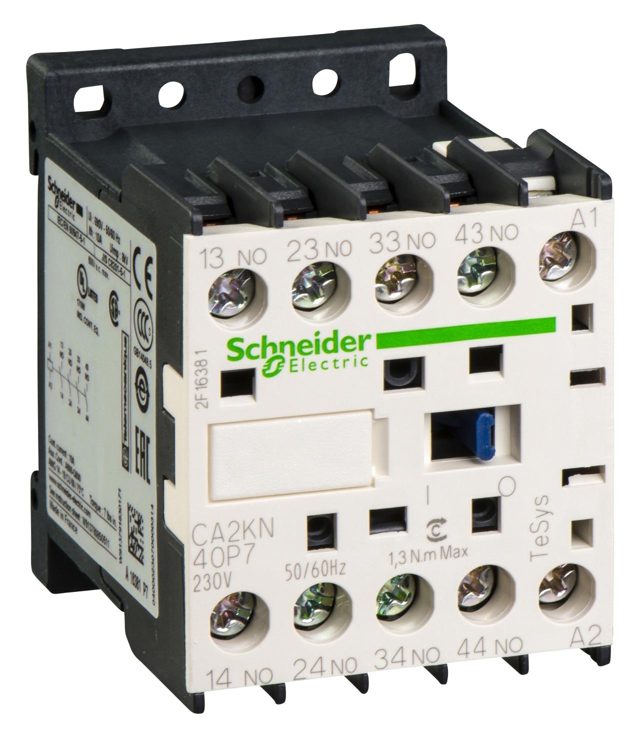 CA2KN40P7 CONTACTOR, 4PST-NO, 230V, DIN RAIL/PANEL SCHNEIDER ELECTRIC