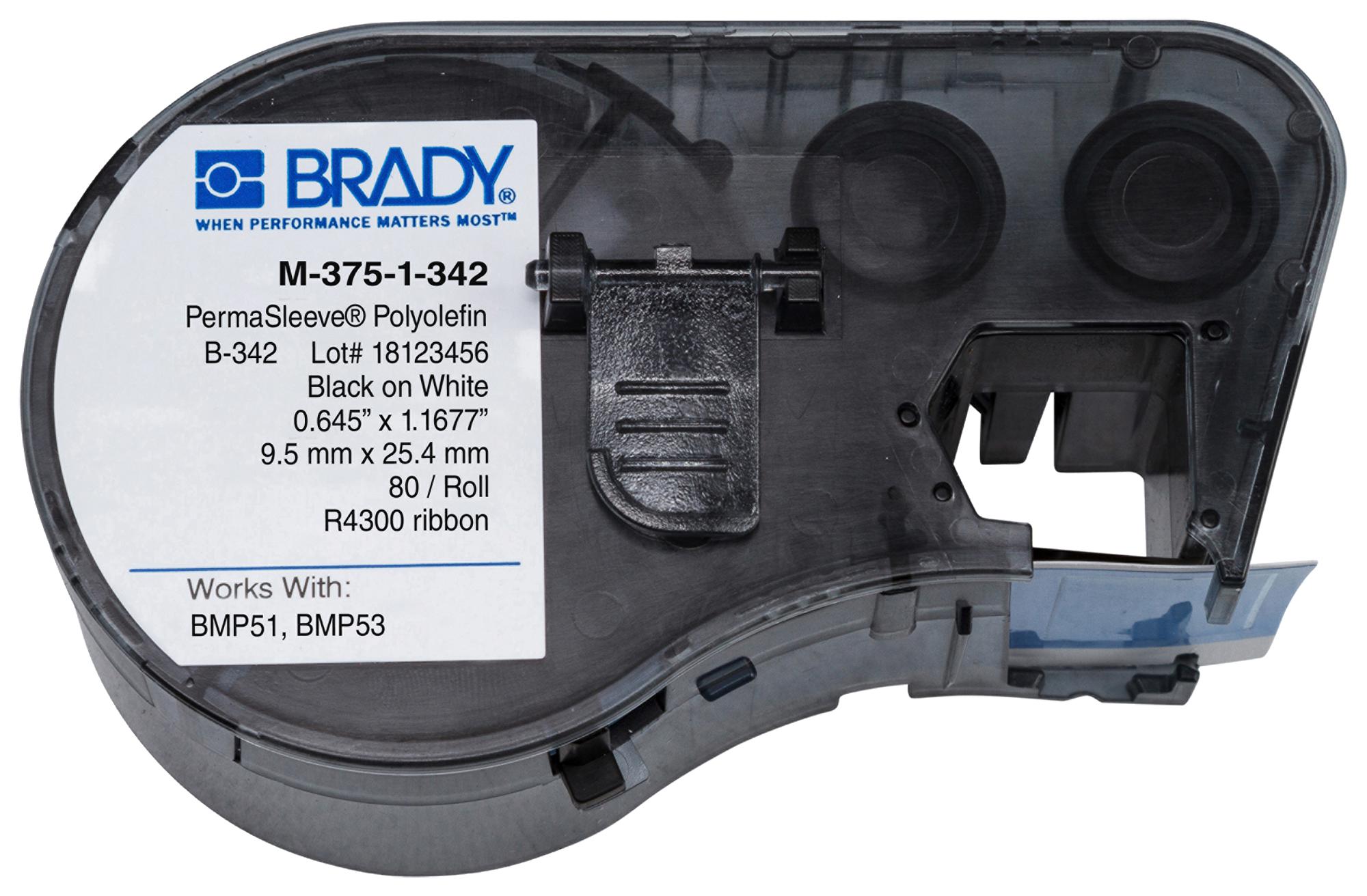 M-375-1-342 WIRE MARKING SLEEVE, 9.53MM X 25.4MM, PO BRADY