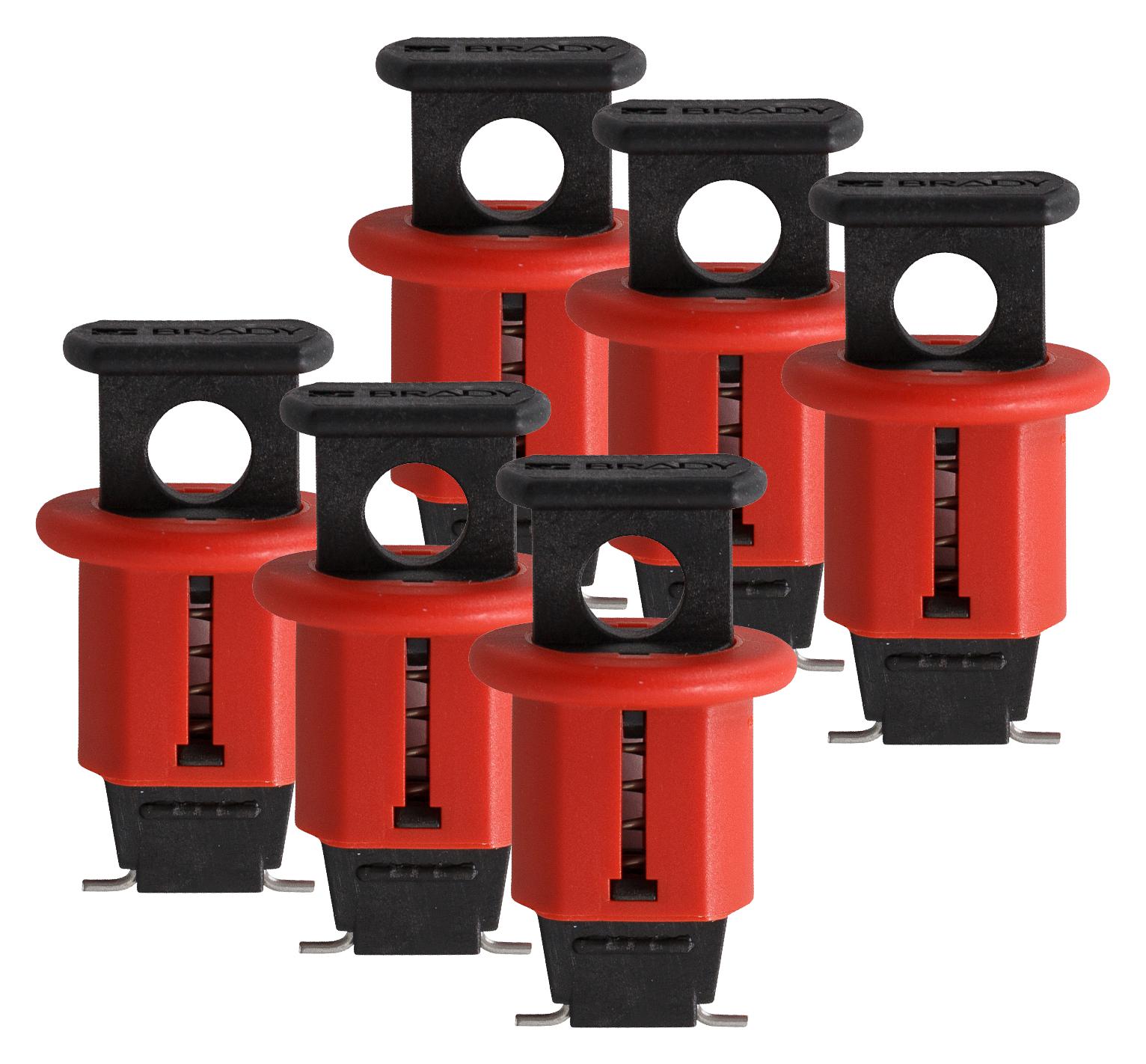 ELEC. CIRCUIT BREAKER L/O EURO POS. PK 6 CIRCUIT BREAKER LOCKOUT, BLK/RED BRADY
