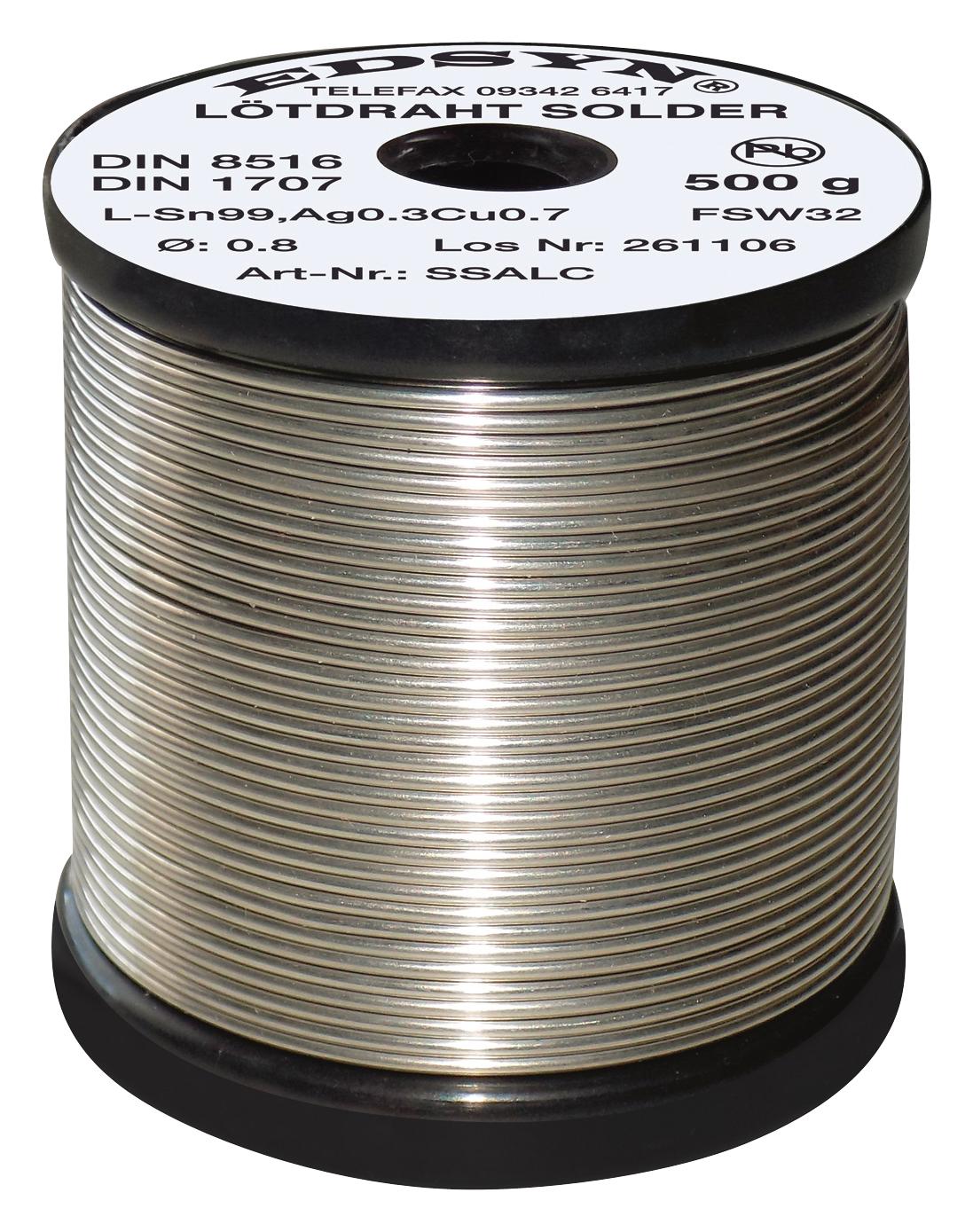 SSALC8250-3 SOLDER WIRE, SN/AG/CU, 0.8MM, 250G EDSYN