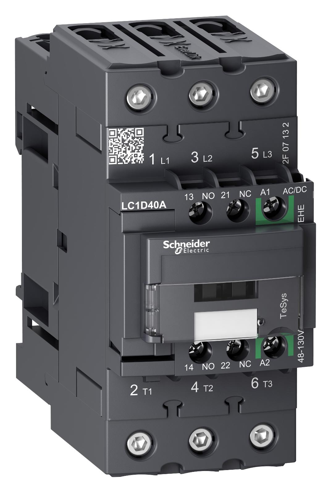 LC1D40AEHE CONTACTOR, 3PST-NO, 130V, DIN RAIL/PANEL SCHNEIDER ELECTRIC