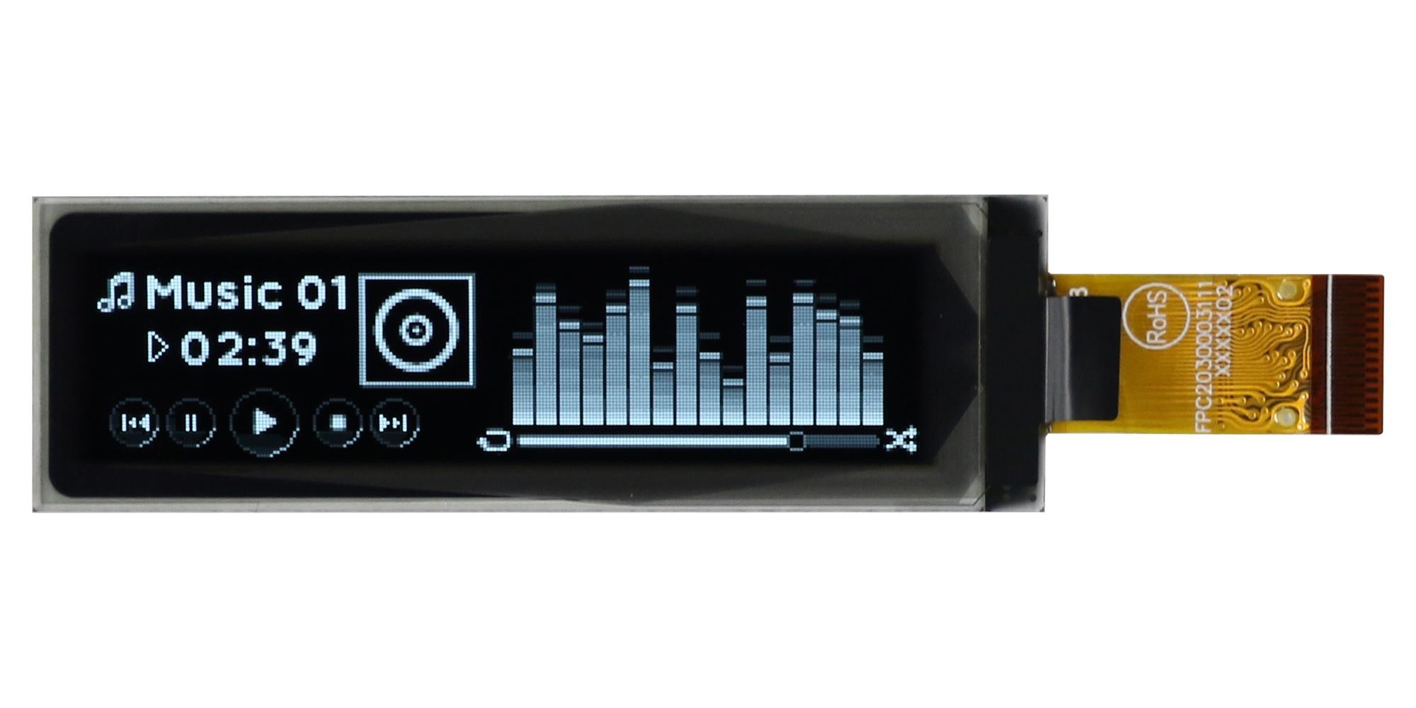 MDOT256064G1V-WM OLED DISPLAY, COT, 256 X 64 PIXEL, 3V MIDAS