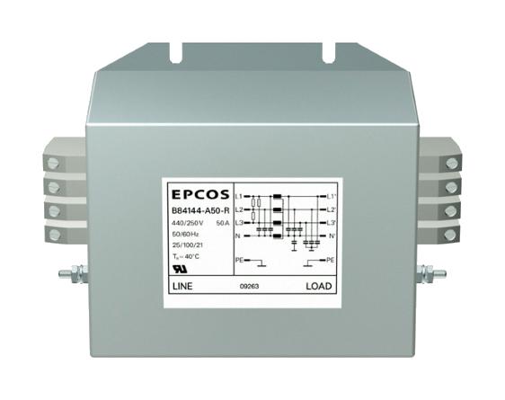 B84144A0080R000 POWER LINE FILTER, 3 PHASE, 80A, 440VAC EPCOS